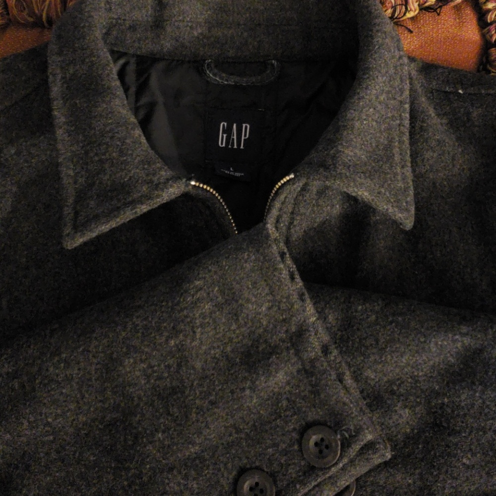 GAP Wool Jacket Grey Size Large Heavyweight